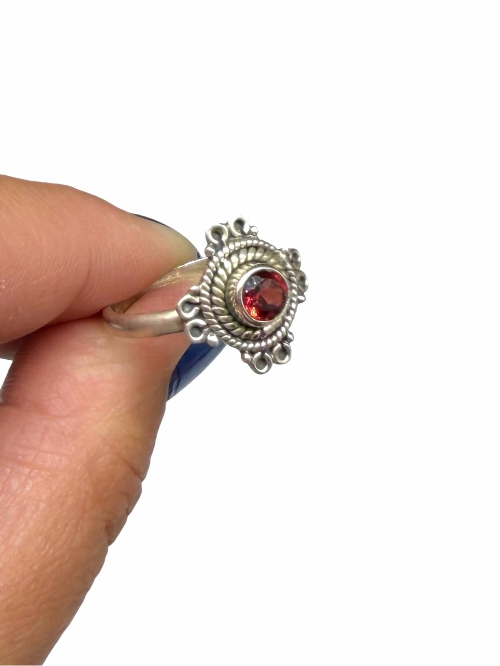 Garnet Ring Size 7 Solid 925 Sterling Silver - Picture 5 of 8